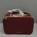 Prite Makeup Bag for Women, Large Capacity Waterproof Travel Cosmetic Organizer, Portable Open Flat Toiletry Bag with Free-standing Brush Holder and Handle (Burgundy Large)