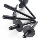100pcs ALL Black Large Flange Blind Rivets, Aluminum, Flange Diameter 5/8" (16mm), Pop Rivets Assortment Kit Blind Rivet, 3/16" x 1/2", Grip Range (6-8mm)