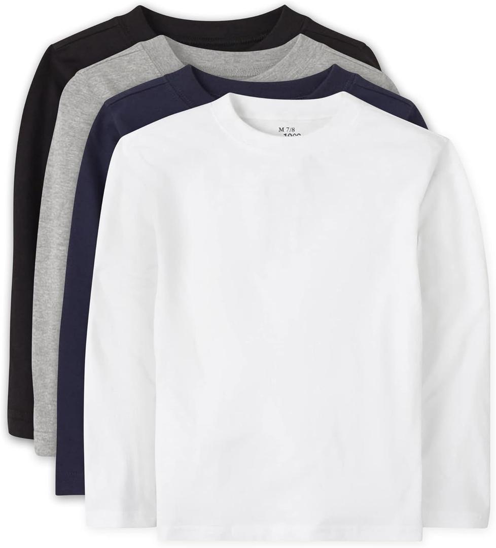 The Children'S Place Baby-Boys And Toddler Basic Long Sleeve Tee (2T, Black/H Smoke/New Navy/White 4-pack)