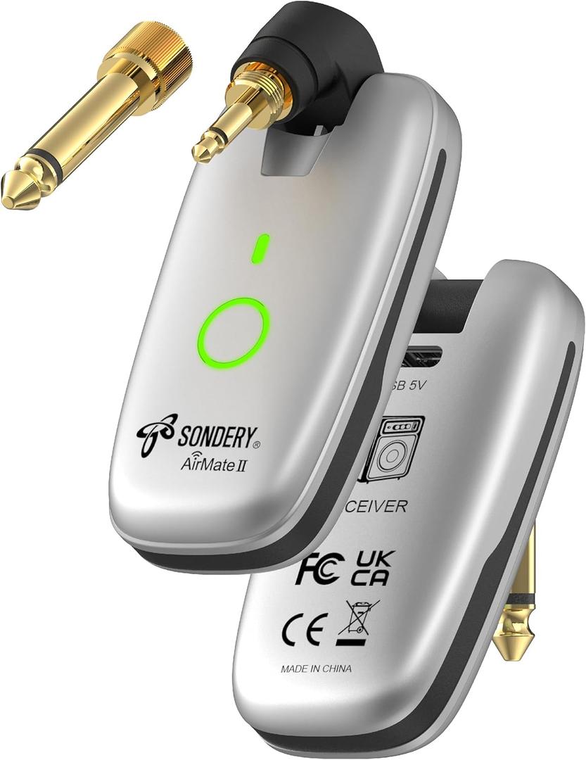 Sondery Wireless Transmitter and Receiver System for Guitar Bass Keyboard Drums Multiple Instruments 7 Channels Rechargeable Long Battery Life