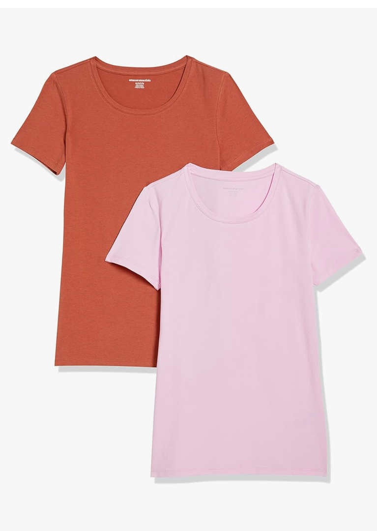 Amazon Essentials Women's Classic-Fit Short-Sleeve Crewneck T-Shirt, Multipacks XL 2 PCS