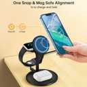 XooFly 3 in 1 Wireless Charging Station for Apple Devices, Fast Wireless Mag-Safe Charger Stand with 20W Adapter for iPhone 17/16 15 14 13 12 Pro Max/Pro/Plus/Air/Mini, iWatch, AirPods (Black)