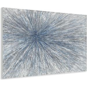 Yihui Arts Hand Painted Abstract Boho Sun Wall Art in Light Blue and White - Textured Painting for Living Room, Bedroom or Bathroom Decor - Picture-Perfect Artwork, 36"L x 24"W