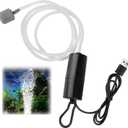 Mini Aquarium Air Pump 1W USB Fish Tank Oxygen Air Pump Portable Ultra Silent Air Aerator Pump for Up to 15Gallon Fish Tank Energy Saving Oxygen Bubbler with Air Stone and Single Outlet Silicone Tube