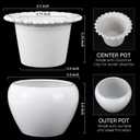 Self Watering Plant Pot African Violet Pots Ceramic 6.5 * 4.6 * 4 inch White for Indoor Flowers and Plants Simple Plant Self Watering Pot Modern Decor Pots Efficient Absorption Water