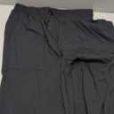 Linen Pants Women Drawstring Waist Linen Pants Solid Color Casual Linen Trousers with Pockets Summer Trendy Clothes, Size M, Black