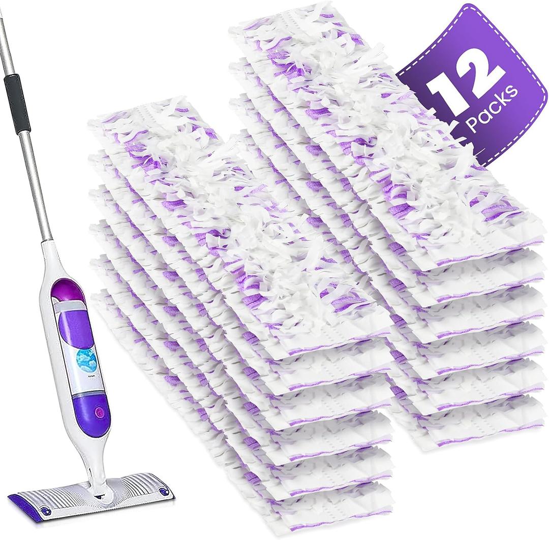12 Pack Power Mop Refills Compatible with Swiffer Power Mop, for Swiffer Wet Pads Refill, for Floor Cleaning, Unscented (12p Disposable Purple)