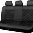 CAR PASS Faux Leather Back Seat Cover, Universal Quilting Waterproof Bench Rear Seat Cover Universal car seat Cover Fit 95% Automotive Interior Covers for Sedans SUVs Vans Small Trucks, All Black (Partial Set (Rear))