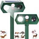 Sonic Fortress Pro Deer Repellent Devices, Racoon Repellent Outdoor Squirrel Fortress Pro IP65 Animal Repeller Cat Deterrent with Motion Sensor& Light to Scare Bear Rabbit Skunk for Garden Yard(2)