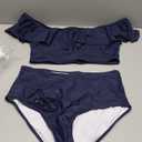 Kaei&Shi High Waisted Flounce Bikini Set,Tummy Control Swimsuits for Women,Off Shoulder, Size XL