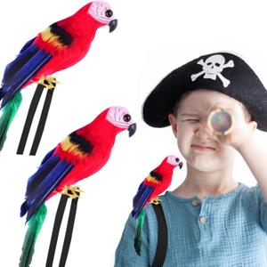 Pirate Parrot on Shoulder Life Sized Parrot Toy for Costume Accessories for Halloween Party (Multicolour)
