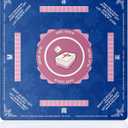 American Mahjong Mat 31"x31" with Rule- Professional Noise Reducing Rubber Dominoes Table Game Mat with Chinese Characters, Non-Slip Base & Velvet Bag - for Cards&Board Game Bule (Blue)