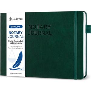 JUBTIC Notary Journal Log Book - Notary Public Journal of Notarial Acts - Notary Supplies with Privacy Guard Horizontal, 378 Record Entries, 128 Numbered Pages, Hardcover, 10x7 (Dark Green) JUBTIC Notary Journal Log Book - Notary Public Journal of Notarial Acts - Notary Supplies with Privacy Guard Horizontal, 378 Record Entries, 128 Numbered Pages, Hardcover, 10x7 (Dark Green)