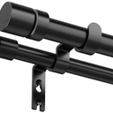 Double Curtain Rod for Windows 48 to 84 1 Inch Heavy Duty Decorative Drapery Rod with 5/8 Inch Adjustable Small Black Curtain Rods for Living Room Bedroom(32"90")
