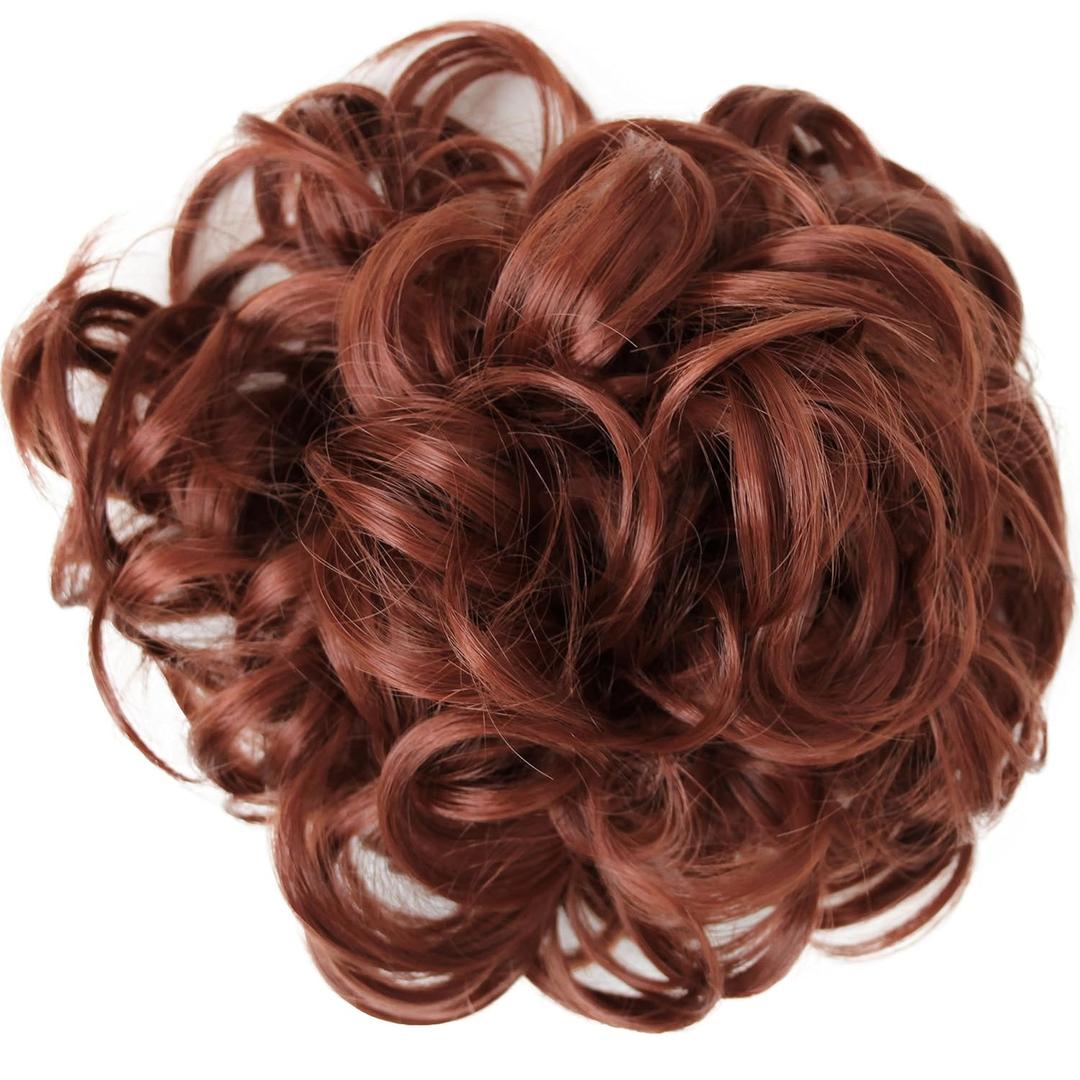 CAISHA Hairpiece Hair Wrap Heat-resistant Synthetic Fibres Curly Messy Updo Copper Red HW20