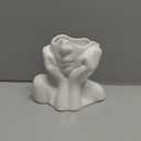 Wadiy Ceramic Face Vase, White Flower Vases for Decor Female Form Head Half Body Vase Boho Unique Decorative Modern Style for Home Living Room Office Book Shelf (Medium)