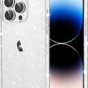 JJGoo Compatible with iPhone 16 Pro Max Case Clear Glitter, Hard PC Back Shockproof Protective Bumper Cover, Sparkle Bling Sparkly Cute Slim Women Girls Phone Case