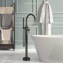 Ryuwanku Freestanding Bathtub Faucet Matte Black Tub Filler Floor Mount Free Standing Metal Bathroom Tub Gooseneck Spout With 2 Function Hand Shower