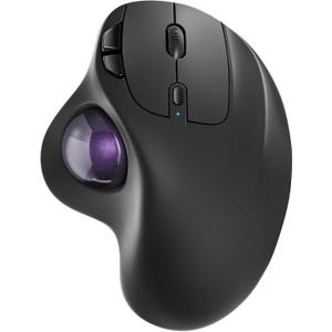 Nulea M501 Wireless Trackball Mouse, Rechargeable Ergonomic, Easy Thumb Control, Precise & Smooth Tracking, 3 Device Connection (Bluetooth or USB Receiver), Compatible for PC, Laptop, Mac, Windows.