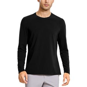 CRZ YOGA Men's Lightweight Pima Cotton Long Sleeve T-Shirts Loose Fit Fashion Casual Workout Tees (Medium, Black) CRZ YOGA Men's Lightweight Pima Cotton Long Sleeve T-Shirts Loose Fit Fashion Casual Workout Tees (Medium, Black)