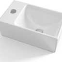 KES Floating Sink, Small Mini Vessel Sink Bathroom 12" X 7" for Tiny Bathrooms Wall Mount Sink Left Hand (Sink Only) White, BWS100L