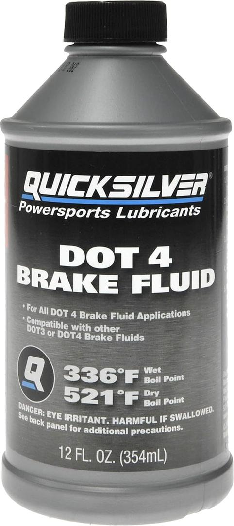 Quicksilver DOT 4 Brake Fluid for Marine, Automotive and Powersports Brake Systems, 12oz