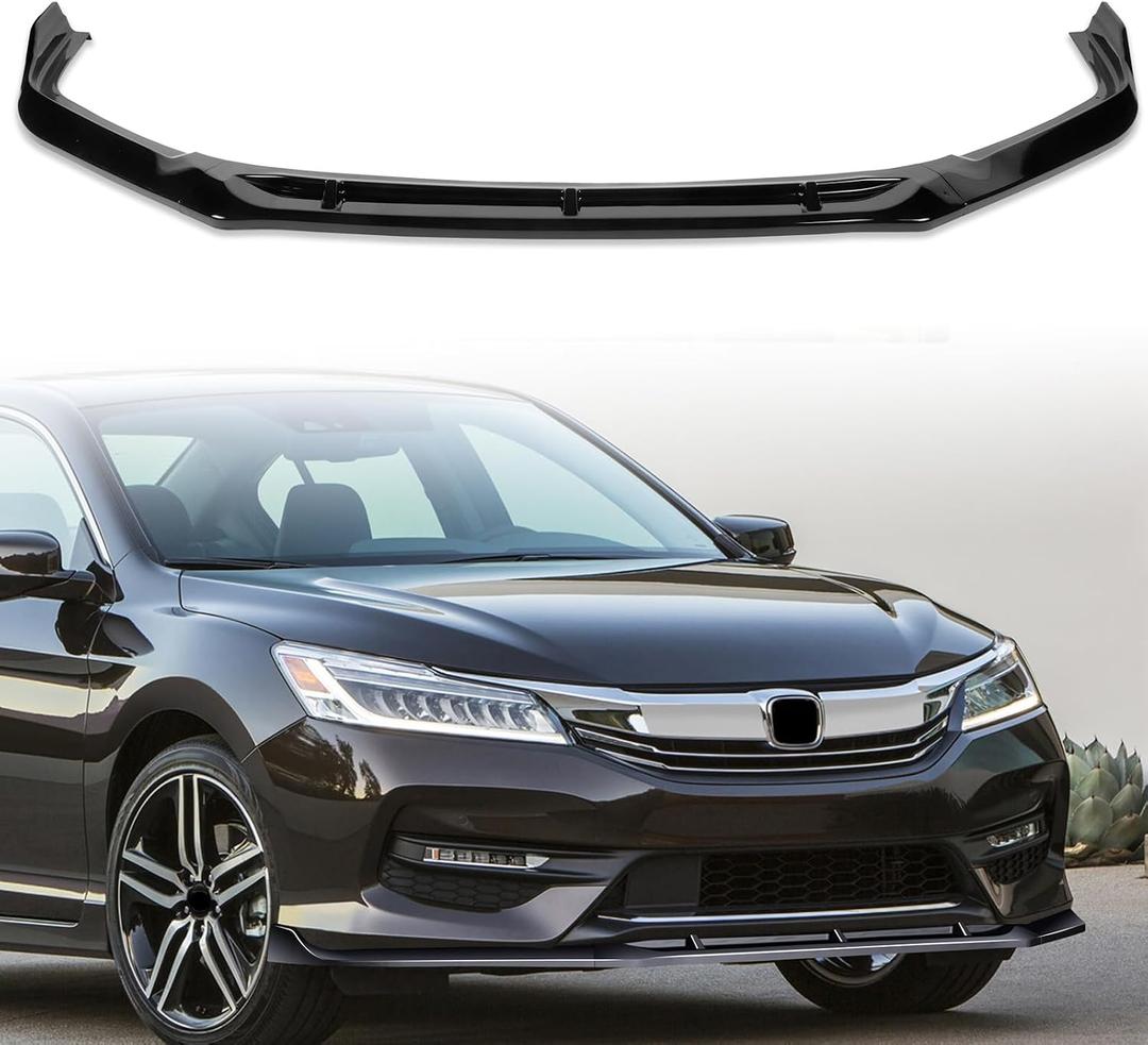 Front Bumper Lip Compatible with 2016-2017 for Honda for Accord Sedan EX/EX-L/LX/Sport/Touring 2017 for Honda for Accord Sedan SE/Sport Special Edition Glossy Black Front Lip
