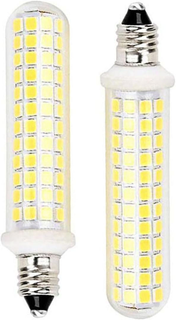 New Upgrade -E11 led Bulb,125 LEDs 100W 120W Halogen Bulbs Equivalent, 10w 1100lm, E11 Mini Candelabra Base White 6000k,AC 110V/130V,JD T3 T4 Bulb (2 Packs)