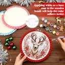 AceOrbit 3 Pcs DIY Christmas Paint Craft Kit Beaded Embroidery Hoop Frame with DIY Paint 8 Inch Boho Wooden Beaded Round Hoop Frame Christmas Crafts for Adults Ideal Painting Decoration