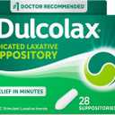Dulcolax Stimulant Laxative Medicated Suppositories, Predictable & Effective Constipation Relief, Bisacodyl 10 mg, 28 Count, Stimulant Laxatives