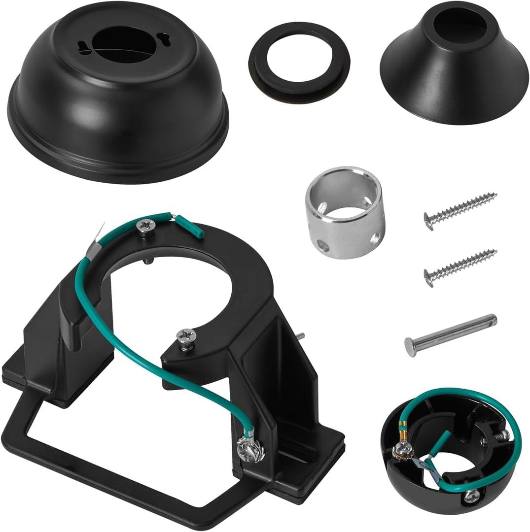 5-Piece Sloped Ceiling Fan Mount Bracket Kit  Universal Black Ceiling Fan Adapter for Most Fans, Includes Mounting Bracket, Hanger Ball, Canopy, Screw Cover & Hardware