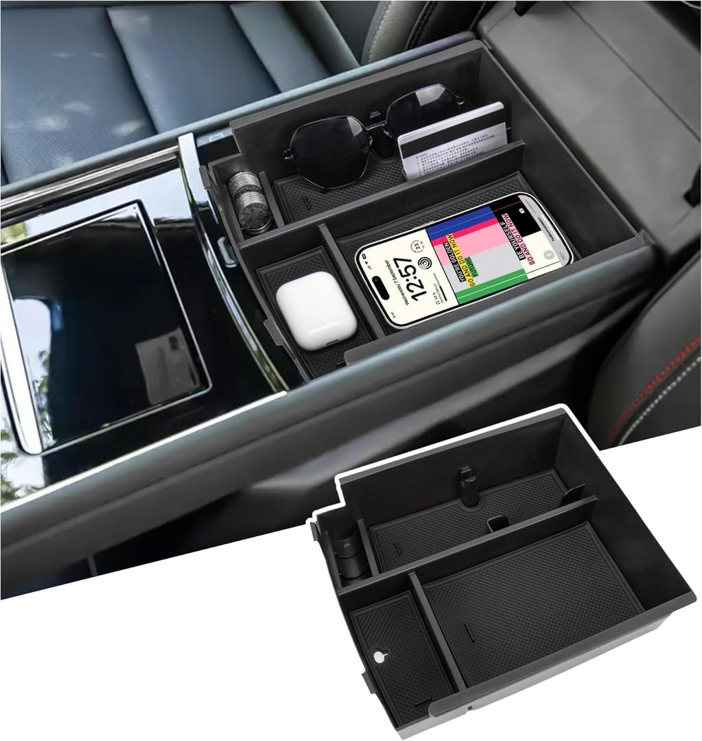 Center Console Organizer Compatible with 2024-2026 Chevy Traverse/GMC Acadia, 2025-2026 Buick Enclave Accessories, Armrest Storage Box Tray Insert with Coin and Sunglasses Holder