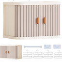 Foldable Doll Wardrobe Storage Box with 8 Hangers & Rod Compatible with Labubu Clothes Stackable Organizer Cabinet for 15/17cm Doll Clothes with Dust-Resistant Cover and Display Shelf (Grey)