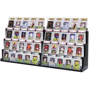 Card Display Stand ,4-Tier Wooden Trading Card Display Case for Graded Cards, Sports Card Display for PSA CGC SGC BGS Slabs(2 Pcs)