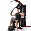 Home Gym System with 160 lbs Weight Stack, All-in-One Full Body Workout Machine with Pulley System & Leg Press, Heavy Duty Strength Training Equipment for Home Gym, Garage & Apartment