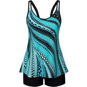 Arolina Tankini Swimsuits for Women Tummy Control Two Piece Bathing Suits Flowy Swim Tops with Boy Shorts XL