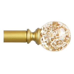 Gold Decorative Crystal Curtain Rods:18-45 Inch Heavy Duty Adjustable Window Curtains Rods for Bedroom Living Room,Brass Golden Modern Girly Acrylic Drapery Rods with Sheer Bling Foil Finials (18-45" ( 1pack ))