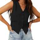 Dokotoo Womens Vest Dressy Casual V-Neck Button-Down Lined Suit Jacket Waistcoat Versatile Vests
Large