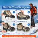 Crampons 19 Stainless Steel Spikes Ice Cleats for Shoes and Boots,Snow Traction Cleats Ice Grips for Hiking, Mountain Climbing,Walking,Fishing for Men & Women (Large)