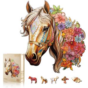 Wooden Puzzle for Adults, Wooden Horse Puzzle, Wood Puzzles Adult, Birthday for Women Men, Family Puzzle Game (L-13.812.5in - 270pcs)