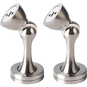 KOLAKO Magnetic Door Stops, Wall Floor Mounted Door Stopper Catch, Solid Metal Magnetic Doorstops Holder, Door Wall Protector for Home Office 2 Pack Silver