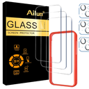 Ailun 3 Pack Screen Protector for iPhone 15 Pro [6.1 inch] + 3 Pack Camera Lens Protector with Installation Frame,Case Friendly Tempered Glass Film,[9H Hardness]  HD