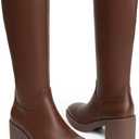 Modatope Platform Knee High Boots Square Toe Chunky Heel Boots for Women Side Zipper Block Heel Womens Heeled Boots (8)