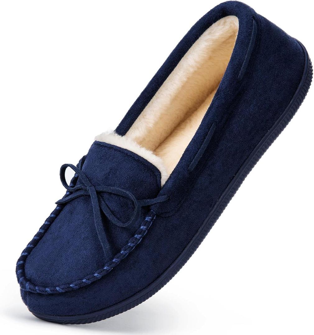 HomeTop Women's Moccasins House Slippers Memory Foam Indoor Outdoor Ladies Shoes (8)