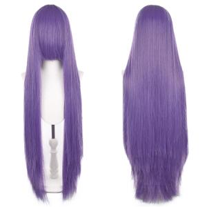 XiongXiongLe 40 inch Deep Purple Long Universal Anime Cosplay Wig Women Costume High Resistant Hairs Wigs with Bangs for Adult Cos Party Halloween Themed TV Film Anime Game Character