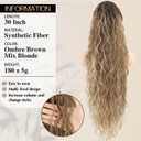 Ponytail Extension, Claw Clip Ponytail Extension for Women Long Ombre Brown Curly Clip in Pony Tails Hair Extensions 30 Inch Synthetic Layered Hairpieces for Women(Ombre Brown Mix Blonde)