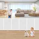 Upgrade 150 inch Retractable Baby Gates, EZIGO Extra Wide Baby Gate for Large Opening Extra Long Mesh Gate for Kids or Pet Dog Gate Child Safety Gate for Stairs Hallways Doorway Indoor Outdoor, White
