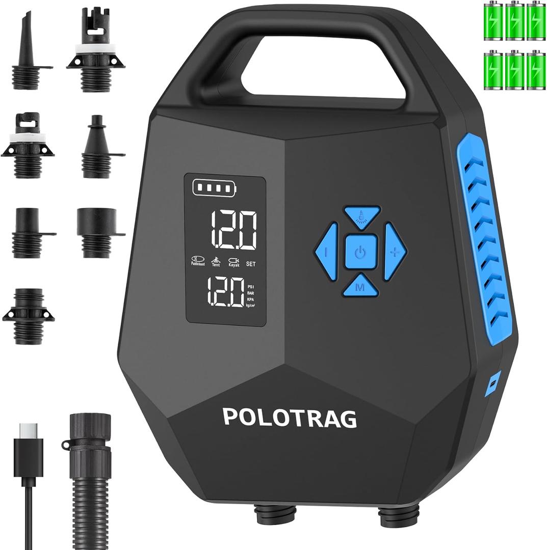 Paddle Board Pump, Rechargeable SUP Pump Electric, 20PSI Portable Paddleboard Pump with Inflation & Deflation, Auto-Off, Air Pump