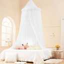 Akiky Kids Bed Canopy for Crib & Twin Size with Ruffles Dreamcatcher, Boys Princess Girls Nursery Room Decor Toddler Baby Dome Round Hanging Tent Curtains Skirt Over Bed Reading Nook Play Tents White (25.6"W*106"L)