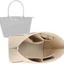Lckaey Purse Organizer Insert for longchamp(Small) shor thandle Handbags Organizer 1012Beige-S